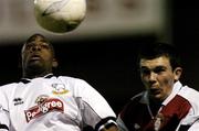 5 March 2004; Izale McLeod of Derby County in action against Paul Donnelly of St. Patrick's Athletic during the Club Friendly between St. Patrick's Athletic and Derby County at Richmond Park in Dublin. Photo by David Maher/Sportsfile