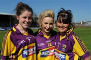 9 June 2013; Wexford supporters, from left, Roisín Wheatley, Annie O'Hara and Niamh Roe, from Fethard-on-Sea, Wexford, ahead of the Leinster GAA Football Senior Championship Quarter-Final between Louth and Wexford at the County Grounds in Drogheda, Louth. Photo by Dáire Brennan/Sportsfile