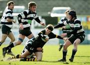 6 March 2007; Paul Galbraith, Portora Royal School, Enniskillen, is tackled by Wayne Hughes, Wallace High School, Lisburn. Northern Bank Schools Cup Semi-Final, Portora Royal School, Enniskillen v Wallace High School, Lisburn, Ravenhill Park, Belfast, Co. Antrim. Picture credit: Oliver McVeigh / SPORTSFILE