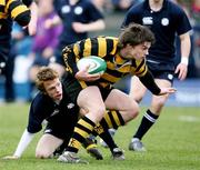 8 March 2007; Richard McCarthy, Methody College, tries to go through the RBAI defence. Northern Bank Schools Cup Semi-Final, Methody College, Belfast v Royal Belfast Acemdemical Institution, Ravenhill Park, Belfast, Co. Antrim. Picture credit: Oliver McVeigh / SPORTSFILE