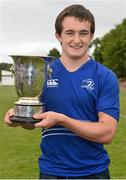 27 September 2014; Leinster captain Conor Farrell with the cup after the match. Under 18 Club Interprovincial, Munster v Leinster. Waterpark RFC, Waterford. Picture credit: Ramsey Cardy / SPORTSFILE