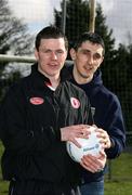 6 March 2007; Conor Gormley, left, Tyrone, and Paddy Campbell, Donegal, at an official GAA press conference in advance of the Allianz National Football League game between Tyrone and Donegal to be played next Saturday night. Kelly's Inn, Ballygawley, Co Tyrone. Picture credit: Oliver McVeigh / SPORTSFILE