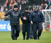11 March 2007; Armagh management team, left to right, John Kernan, John Rafferty, and Benny Tierney, in conversation as they leave the field. Allianz National Football League, Division 1B Round 4, Armagh v Derry, Oliver Plunkett Park, Crossmaglen, Co. Armagh. Picture credit: Oliver McVeigh / SPORTSFILE