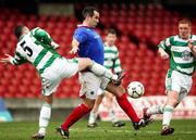 24 February 2007; Glen Ferguson, Linfield, in action against Paul Bradley, Donegal Celtic. Irish League, Linfield v Donegal Celtic, Windsor Park, Belfast, Co Antrim. Picture Credit: Oliver McVeigh / SPORTSFILE