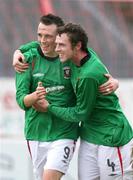 17 March 2007; Glentoran's Michael Halliday celebrates his goal with team-mate Gary Browne. Carnegie Premier League, Glentoran v Loughgall, The Oval, Belfast, Co Antrim. Picture credit: Russell Pritchard / SPORTSFILE