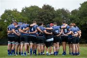 27 September 2014; The Leinster squad gather in a huddle ahead of the game. Under 18 Club Interprovincial, Munster v Leinster. Waterpark RFC, Waterford. Picture credit: Ramsey Cardy / SPORTSFILE