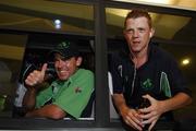 17 March 2007; Ireland's Trent Johnston and Nial O'Brien on arrival at a reception for the Ireland cricket team at the Sunset Jamaica Grande Hotel to celebrate St. Patrick's Day, Ocho Rios, Jamaica. Picture credit: Pat Murphy / SPORTSFILE