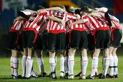 20 March 2007; The Derry City team huddle before the game. Setanta Cup Group 1, Linfield v Derry City, Windsor Park, Belfast, Co. Antrim. Picture credit: Oliver McVeigh / SPORTSFILE