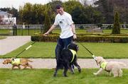 21 March 2007; Sunderland manager and former Republic of Ireland footballer Roy Keane with dogs, Neva, left, Yeats, centre, and Ocean, at the launch of the fifth annual Irish Guide Dogs for the Blind (IGDB) / Specsavers Opticians 'SHADES 2007' National Fundraising Campaign. SHADES National Fundraising and Awareness Week will take place from the 1st to the 5th May 2007. Radisson SAS St. Helen's Hotel, Dublin. Picture credit: Brendan Moran / SPORTSFILE