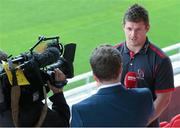 30 September 2014; Ulster's Ruaidhri Murphy during a press conference ahead of their Guinness PRO12 Round 5 match against Edinburgh on Friday. Ulster Rugby Press Conference, Kingspan Stadium, Ravenhill Park, Belfast. Picture credit: John Dickson / SPORTSFILE