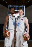 1 October 2014; Neptune players Nigel Byam, left, and Ian McLoughlin during the launch of the Basketball Ireland 2014/2015 Season. As winter approaches, Ireland’s most popular indoor sport officially launched its new season today. Basketball clubs from around the country gathered at the National Basketball Arena in Tallaght for the launch of the national league season for 2014/2015. All the action gets underway this Saturday as 32 teams across 4 divisions fight it out to be the best basketballers in the country. Women’s Premier League and Cup Champions Team Montenotte get their account underway against Singleton Supervalu Brunell in a Cork derby while defending Men’s Champions Killester are away to DCU Saints. The draw for the National Cups also took place today. National Basketball Arena, Tallaght, Dublin. Picture credit: Brendan Moran / SPORTSFILE