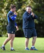 7 October 2014; Leinster head coach Matt O'Connor, right, in conversation with scrum-half Luke McGrath during squad training ahead of their Guinness PRO12, Round 6, match against Zebre on Saturday. Leinster Rugby Squad Training, Rosemount, UCD, Belfield, Dublin. Picture credit: Brendan Moran / SPORTSFILE