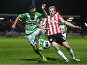 7 October 2014; Kieran Marty Waters, Shamrock Rovers, in action against Stephen Dooley, Derry City. FAI Ford Cup Semi-Final Replay, Derry City v Shamrock Rovers, Brandywell, Derry. Picture credit: Oliver McVeigh / SPORTSFILE