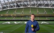 9 October 2014; Presenter Hugh Cahill during the RTE 2FM Game On International Special, live from the Aviva FanStudio, Aviva Stadium. Aviva Stadium, Lansdowne Road, Dublin. Picture credit: Pat Murphy / SPORTSFILE