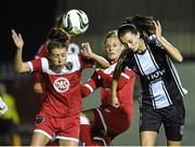 9 October 2014; Niamh Walsh, Raheny United, in action against Angharad James, Bristol Academy. UEFA Women's Champions League, Raheny United v Bristol Academy, Richmond Park, Inchicore, Dublin. Picture credit: Matt Browne / SPORTSFILE