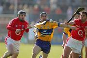 1 April 2007; Tyrone Kearse, Clare, in action against Shane O'Neill and Sean Og O hAilpin, Cork. Allianz National Hurling League, Division 1A Round 5, Clare v Cork, Cusack Park, Ennis, Co. Clare. Picture credit: Kieran Clancy / SPORTSFILE