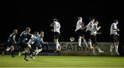 10 October 2014; Athlone Town's Eric Foley takes a free kick which hit the Dundalk wall. SSE Airtricity League Premier Division, Athlone Town v Dundalk. Athlone Town Stadium, Athlone, Co. Westmeath. Picture credit: David Maher / SPORTSFILE