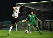 10 October 2014; Patrick Hoban, Dundalk, shoots past Athlone Town goalkeeper Ryan Coulter to score his side's second goal. SSE Airtricity League Premier Division, Athlone Town v Dundalk. Athlone Town Stadium, Athlone, Co. Westmeath. Picture credit: David Maher / SPORTSFILE
