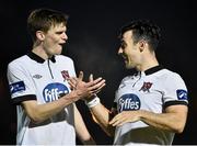 10 October 2014; Dundalk's Richie Towell, right, celebrates with team-mate Sean Gannon at the end of the game. SSE Airtricity League Premier Division, Athlone Town v Dundalk. Athlone Town Stadium, Athlone, Co. Westmeath. Picture credit: David Maher / SPORTSFILE