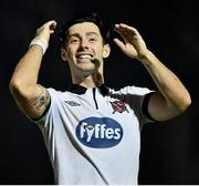 10 October 2014; Richie Towell, Dundalk, celebrates at the end of the game. SSE Airtricity League Premier Division, Athlone Town v Dundalk. Athlone Town Stadium, Athlone, Co. Westmeath. Picture credit: David Maher / SPORTSFILE