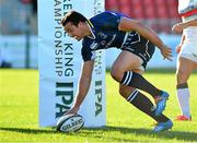 11 October 2014; Cian Kelleher, Leinster A, goes over to score a try for his side. British & Irish Cup, Round 1, Plymouth Albion v Leinster A. Brickfields, Plymouth, England. Picture credit: David J Blanks / SPORTSFILE