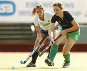 6 April 2007; Aine Connery, Ireland, in action against Julieta Obrist, Italy. Women's Hockey International, Ireland v Italy, UCD Hockey Stadium, Belfield, Dublin. Photo by Sportsfile