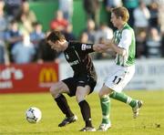 6 April 2007; Derek Pender, Shamrock Rovers, in action against David Tyrrell, Bray Wanderers. eircom League of Ireland, Premier Division, Bray Wanderers v Shamrock Rovers, Carlisle Grounds, Bray, Co. Wicklow. Picture credit: Matt Browne / SPORTSFILE