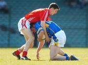 7 April 2007; Barry Grogan, Tipperary, in action against Ray Carey, Cork. Cadbury's U21 Munster Football Championship Final, Cork v Tipperary, Gaelic Grounds, Limerick. Photo by Sportsfile