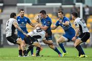11 October 2014; Noel Reid, Leinster, is tackled by Luciano Orquera, Zebre. Guinness PRO12, Round 6, Zebre v Leinster. Stadio XXV Aprile, Parma, Italy. Picture credit: Ramsey Cardy / SPORTSFILE