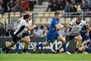 11 October 2014; Leinster's Ian Madigan breaks the Zebre defence on his way to scoring his side's first try. Guinness PRO12, Round 6, Zebre v Leinster. Stadio XXV Aprile, Parma, Italy. Picture credit: Ramsey Cardy / SPORTSFILE
