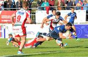 11 October 2014; Ben Marshall, Leinster A, goes over to score a try for his side. British & Irish Cup, Round 1, Plymouth Albion v Leinster A. Brickfields, Plymouth, England. Picture credit: Tristan Potter / SPORTSFILE