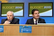 14 October 2014; Minister for Transport, Tourism and Sport Paschal Donohoe T.D, right, and Minister of State Michael Ring T.D., during a 2015 budget press briefing for the Department of Transport, Tourism & Sport. Government Buildings, Merrion Street, Dublin. Photo by Sportsfile