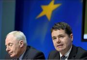 14 October 2014; Minister for Transport, Tourism and Sport Paschal Donohoe T.D, right, and Minister of State Michael Ring T.D., during a 2015 budget press briefing for the Department of Transport, Tourism & Sport. Government Buildings, Merrion Street, Dublin. Photo by Sportsfile