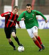 10 April 2007; Michael Halliday, Glentoran, in action against Garath Bond, Crusaders. Carnegie Premier League, Glentoran v Crusaders.The Oval, Belfast, Co Antrim. Picture credit: Russell Pritchard / SPORTSFILE