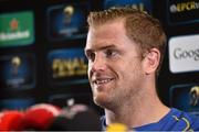 16 October 2014; Leinster captain Jamie Heaslip during a press conference ahead of their European Rugby Champions Cup 2014/15, Pool 2, Round 1, against Wasps on Saturday. Leinster Rugby Press Conference, UCD, Belfield, Dublin. Picture credit: Matt Browne / SPORTSFILE