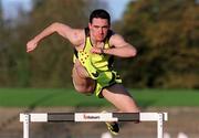 2 November 1999; 400 metre hurdler David Keoghegan during a feature at Morton Stadium in Santry, Dublin. Photo by Matt Browne/Sportsfile