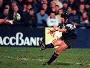 19 November 1999; Mark McHugh of Leinster kicks a penalty during the Heineken European Cup Pool 1 match between Leinster and Leicester Tigers at Donnybrook Stadium in Dublin. Photo by Brendan Moran/Sportsfile