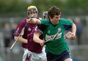 10 March 2007; Iarla Tannian, L.I.T., in action against James Dunphy, NUI Galway. Ulster Bank Fitzgibbon Cup Final, Limerick I.T. v National University of Ireland, Galway, Dr. Cullen Park, Carlow. Picture credit: Ray Lohan / SPORTSFILE *** Local Caption ***