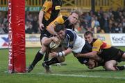 13 April 2007; Leinster hooker Brian Blaney goes over for Leinster's first try. Magners League, Newport Gwent Dragons v Leinster, Rodney Parade, Newport, Gwent, Wales. Picture credit; Tim Parfitt / SPORTSFILE