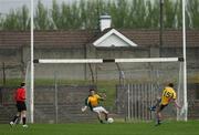 15 April 2007; Roscommon's Ger Heneghan shoots from the penalty spot to score his side's third goal. Allianz National Football League, Division 2A, Offaly v Roscommon, O'Connor Park, Tullamore, Co. Offaly. Picture credit; Brian Lawless / SPORTSFILE