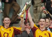 22 April 2007; De La Salle, Waterford, captains David O'Sullivan and Craig Maloney lift the cup. All-Ireland Colleges Senior A Hurling Final, De La Salle, Waterford v Kilkenny CBS, Croke Park, Dublin. Picture credit: Pat Murphy / SPORTSFILE