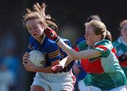 18 April 2007; Anna Moore, St. Leo's, Carlow, in action against Joann O'Brien, Loreto, Fermoy. Pat The Baker Post Primary Schools All-Ireland Senior A Finals, St. Leo's, Carlow v Loreto, Fermoy, Cork, Leahy Park, Cashel, Co. Tipperary. Picture credit: David Maher / SPORTSFILE