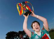 18 April 2007; Mary O'Donovan, captain of Sacred Heart, Clonakilty, Cork, lifts the cup. Pat The Baker Post Primary Schools All-Ireland Senior B Finals, Sacred Heart, Clonakilty, Cork v St. Joseph's, Rochfortbridge, Westmeath, Leahy Park, Cashel, Co. Tipperary. Picture credit: David Maher / SPORTSFILE