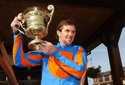26 April 2007; Jockey Tony McCoy lifts the cup after his mount, Refinement, won the Dunboyne Castle Hotel & Spa Champion Stayers Hurdle. Punchestown National Hunt Festival, Punchestown Racecourse, Co. Kildare. Picture credit: Pat Murphy / SPORTSFILE