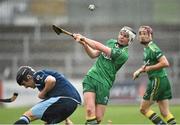 25 October 2014; Aiden Morrissey, Ireland, in action against Michael Russell, Scotland. 2014 U21 Hurling/Shinty International, Ireland v Scotland, Pairc Esler, Newry, Co. Down. Picture credit: Matt Browne / SPORTSFILE