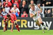 25 October 2014; Craig Gilroy, Ulster, runs in to score his side's opening try of the game. European Rugby Champions Cup 2014/15, Pool 3, Round 2, Ulster v RC Toulon, Kingspan Stadium, Ravenhill Park, Belfast, Co. Antrim. Picture credit: Ramsey Cardy / SPORTSFILE