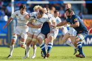 26 October 2014; Jamie Heaslip, Leinster, is tackled by Richie Gray, Castres. European Rugby Champions Cup 2014/15, Pool 2, Round 2, Castres Olympique v Leinster. Stade Pierre Antoine, Castres, France. Picture credit: Stephen McCarthy / SPORTSFILE