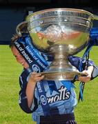 26 April 2007; A star of the future with a famous name... Eleven-year-old Sean Boylan, a pupil at the Holy Trinity School,  Donaghmede, Dublin, lifts the San Maguire at the biggest ever ‘throw-in’ to mark the launch of the Bank of Ireland Football Championship. An extraordinary year of thrilling football was predicted at the launch of the 2007 Bank of Ireland Football Championship. This is the 14th year of this successful sponsorship partnership and winning the Bank of Ireland Football Championship is the ultimate goal for Ireland’s football players. Croke Park, Dublin. Picture credit: Ray McManus / SPORTSFILE