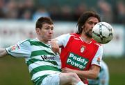 27 April 2007; Ger Rowe, Shamrock Rovers, in action against Darragh Mcguire, St. Patrick’s Athletic. eircom League Premier Division, St. Patrick’s Athletic v Shamrock Rovers, Richmond Park, Dublin. Picture credit: David Maher / SPORTSFILE