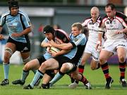 27 April 2007; Stephen Ferris, Ulster, is tackled by John Barclay, Glasgow Warriors. Magners League, Ulster v Glasgow Warriors, Ravenhill Park, Belfast, Co. Antrim. Picture credit: Oliver McVeigh / SPORTSFILE